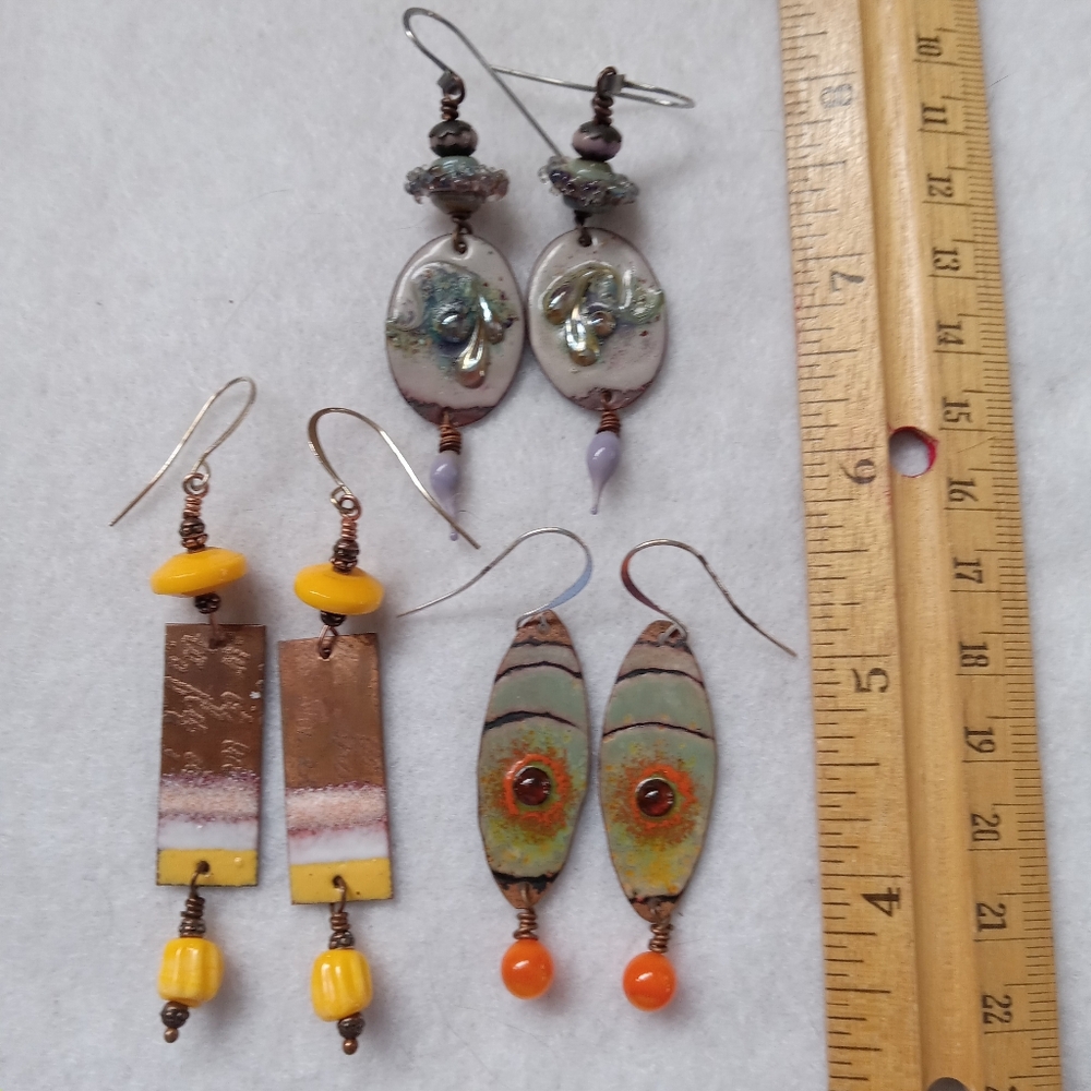 Enameled Copper Earrings - Picture 2 of 6